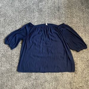 Gap Navy Blue Off The Shoulder Top, SIZE M